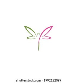 Icono de la libélula modelo de diseño de la ilustración vector