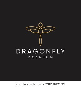 Dragonfly Logo Icon Design Template. Line Art, Elegant, Mono line, Luxury Vector Illustration