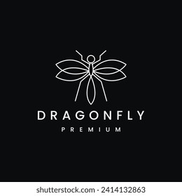 Dragonfly Logo Icon Design Template. Line Art, Elegant, Mono line, Luxury Vector Illustration