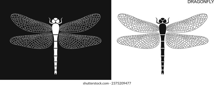 Dragonfly logo. Isolated dragonfly on white background