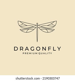 dragonfly logo line art minimalist vector illustration