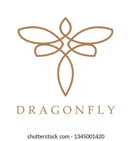 Dragonfly logo with line art style minimalist