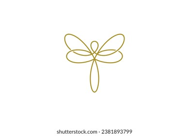 Dragonfly logo with luxury line art design style