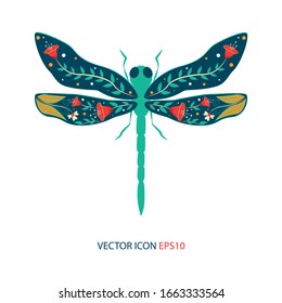 Dragonfly logo ornament. Vector illustration. logo. golden dragonfly logo