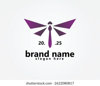 logotipo de libélula púrpura libélula batendo suas asas modelo de design de logotipo