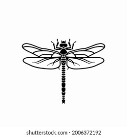Dragonfly Logo Symbol. Stencil Design. Tattoo Vector Illustration.