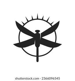 Logo-Vorlage für Libellen einzeln. Markenidentität. Abstrakte Vektorgrafik von Icon
