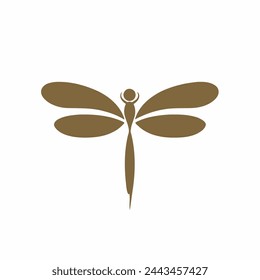 Dragonfly Logo Vector Art in Plain Background Insect, Wings, Nature, Wildlife, Icon.