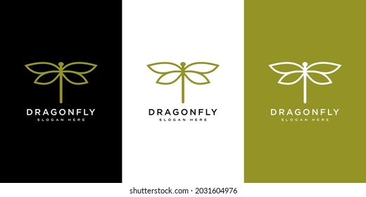 dragonfly logo vector design line style