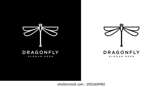 dragonfly logo vector design line style