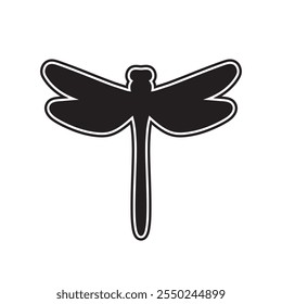 Dragonfly Logo Vector, Dragonfly icon with outline Black image, Insect Dragonfly Vector, Dragonfly Silhouette Vector.