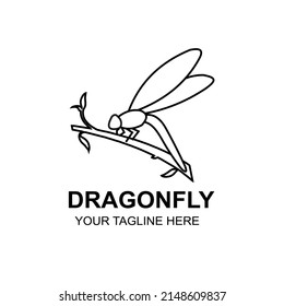 Dragonfly logo vector silhouette outline monoline art icon