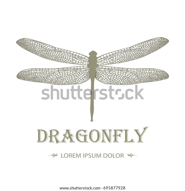 Dragonfly Logo Vintage Style On Black Stock Vector Royalty Free