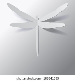 Dragonfly long shadow paper flat style
