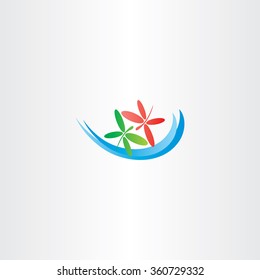 dragonfly in love and water wave vector logo icon symbol