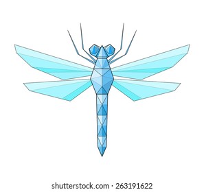 Dragonfly. Low polygon linear vector illustration