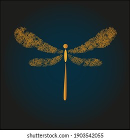 dragonfly made of gold. with beautiful wings.vector flat illustration