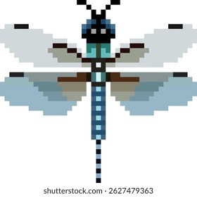 Libélula feita em estilo pixel art 