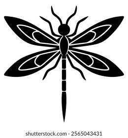 Dragonfly Mandala silhouette vector with a white background