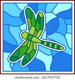 Dragonfly Mandala Stained Glass for Window and Decoration