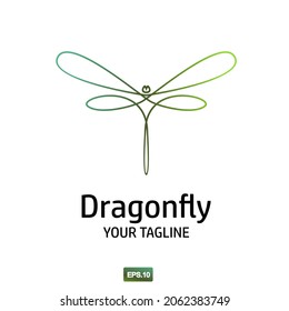 Dragonfly minimalist logo on white background