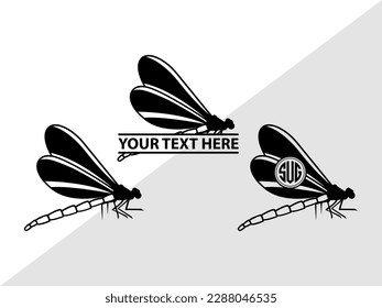 Dragonfly Monogram Vector Illustration Silhouette