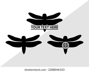 Dragonfly Monogram Vector Illustration Silhouette