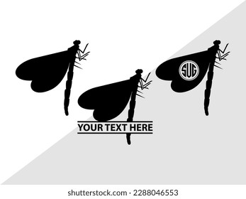 Dragonfly Monogram Vector Illustration Silhouette