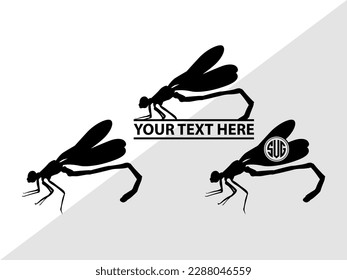 Dragonfly Monogram Vector Illustration Silhouette