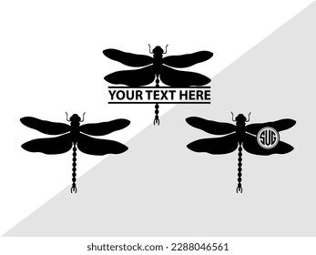 Dragonfly Monogram Vector Illustration Silhouette