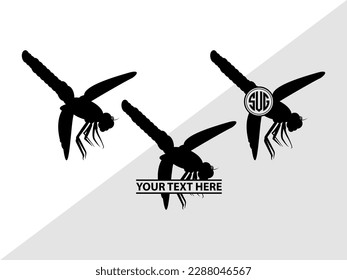 Silución de la ilusión del vector monograma de la libélula