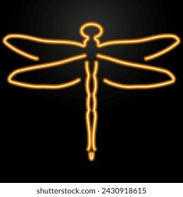 dragonfly neon sign, modern glowing banner design, colorful modern design trend on black background. Vector illustration.