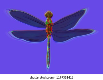 Dragonfly on a blue background