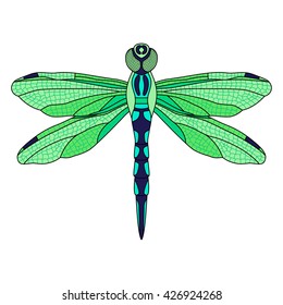 Dragonfly on a white background