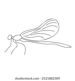  dragonfly Un dibujo de línea continua de carpetas ágiles para la identidad del logotipo. Concepto de mascota animal de Anisoptera para el icono del club de amantes de los insectos. Ilustración vectorial moderna de diseño de dibujo de línea única
