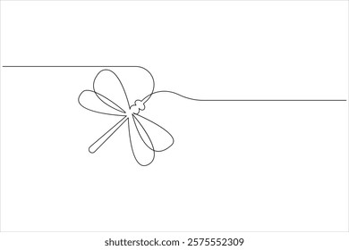 Dragonfly one line art drawing and insect minimalist style isolate outline vector illustration