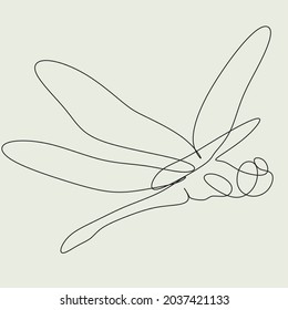 Dibujo de una línea de la libélula.
