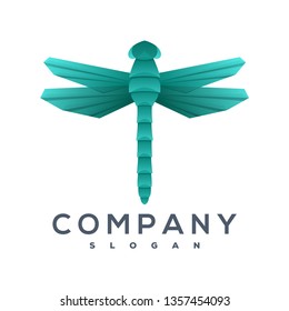 dragonfly origami style logo vector