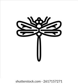 dragonfly outline icon. insect black line illustration.