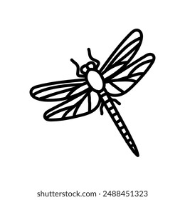 Icono de contorno de libélula, Ilustración vectorial