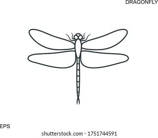 Dragonfly Outline Isolated Dragonfly On White Stock Vector (Royalty ...