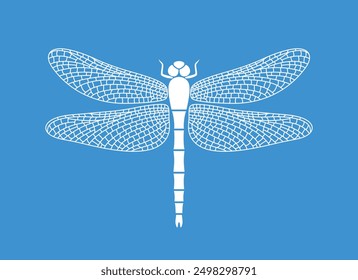 Dragonfly outline. Isolated dragonfly on white background