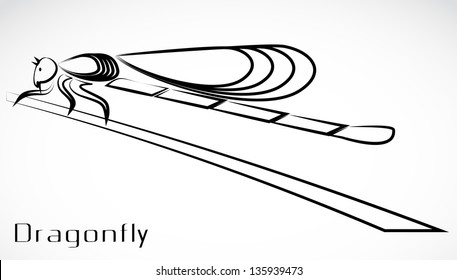 Dragonfly perched on a leaf - Illustrations,vector