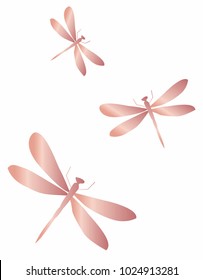 dragonfly pink foil vector rose gold foil gradient home decor interior