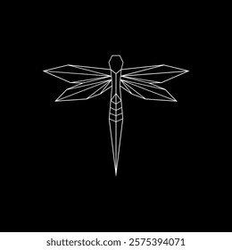 Dragonfly Polygonal Lines, can use for Logo, Pictogram, Creature Animal Figure, Website, Apps, or Graphic Design Element. Vector Illustration