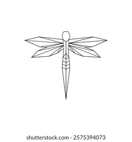 Dragonfly Polygonal Lines, can use for Logo, Pictogram, Creature Animal Figure, Website, Apps, or Graphic Design Element. Vector Illustration