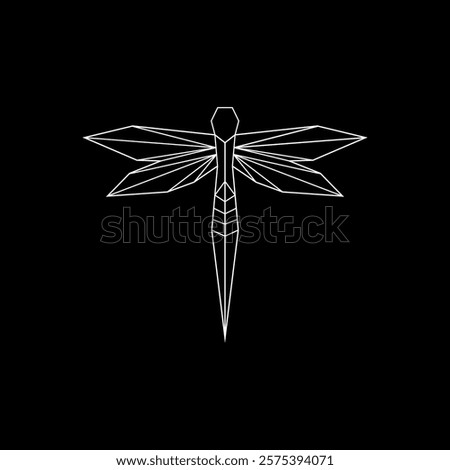 Dragonfly Polygonal Lines, can use for Logo, Pictogram, Creature Animal Figure, Website, Apps, or Graphic Design Element. Vector Illustration