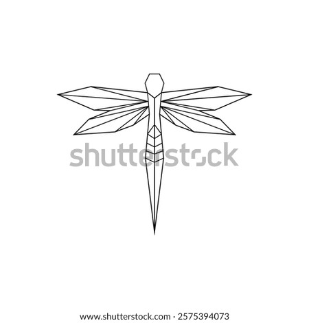 Dragonfly Polygonal Lines, can use for Logo, Pictogram, Creature Animal Figure, Website, Apps, or Graphic Design Element. Vector Illustration