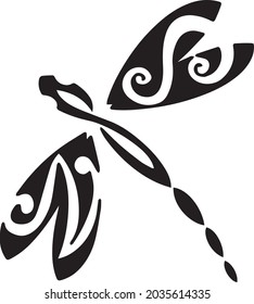 Dragonfly polynesian tattoo vector illustration.