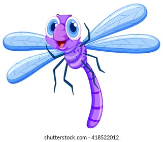 Dragonfly in purple color illustration